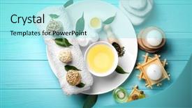  Presentation with blue spa - Slides enhanced with composition with tea tree oil background and a arctic colored foreground