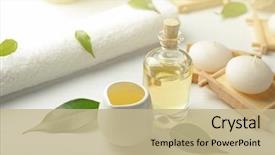  Presentation with tea - Beautiful slides featuring composition with tea tree oil backdrop and a mint green colored foreground