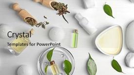  Presentation with tea - PPT layouts featuring composition with tea tree oil background and a light gray colored foreground