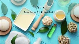  Presentation with blue spa - Slides having composition with tea tree oil background and a  colored foreground