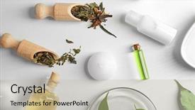  Presentation with oil - Presentation consisting of composition with tea tree oil background and a  colored foreground