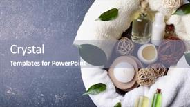  Presentation with oil - Presentation design featuring composition with tea tree oil background and a gray colored foreground