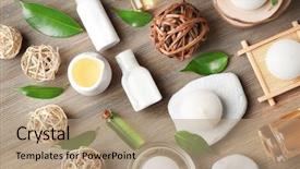  Presentation with oil palm tree - Slide deck featuring composition with tea tree oil background and a  colored foreground