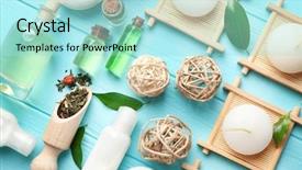  Presentation with blue spa - Slides having composition with tea tree oil background and a  colored foreground