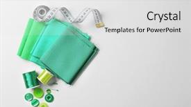 Presentation with sewing - Beautiful theme featuring composition with threads and sewing backdrop and a light gray colored foreground