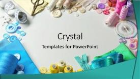  Presentation with sewing - Slide deck consisting of composition with threads and sewing background and a light gray colored foreground