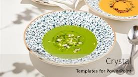 Presentation with vegan food - Slide deck featuring composition-with-vegetable-soup background and a  colored foreground