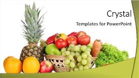  Presentation with wicker - Colorful PPT theme enhanced with composition with vegetables and fruits backdrop and a  colored foreground