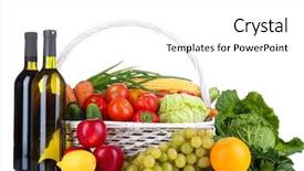  Presentation with fresh fruits vegetables groceries paper - Theme with composition with vegetables and fruits background and a  colored foreground