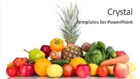  Presentation with frame of fruits and vegetables - Cool new presentation theme with composition with vegetables and fruits backdrop and a  colored foreground