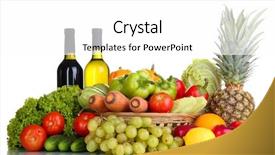  Presentation with frame of fruits and vegetables - Presentation enhanced with composition with vegetables and fruits background and a  colored foreground