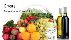  Presentation with frame of fruits and vegetables - Beautiful presentation theme featuring composition with vegetables and fruits backdrop and a  colored foreground