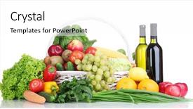  Presentation with frame of fruits and vegetables - PPT theme with composition with vegetables and fruits background and a white colored foreground