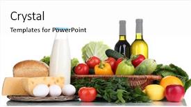  Presentation with wicker - Presentation design having composition with vegetables and fruits background and a white colored foreground