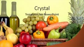  Presentation with fruits and vegetables - Slides featuring composition with vegetables and fruits background and a  colored foreground