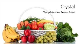  Presentation with fruits and vegetables - Cool new PPT layouts with composition with vegetables and fruits backdrop and a  colored foreground