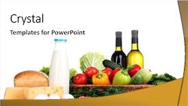  Presentation with frame of fruits and vegetables - Slide deck featuring composition with vegetables and fruits background and a  colored foreground