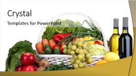  Presentation with fresh fruits vegetables heart - PPT theme having composition with vegetables and fruits background and a  colored foreground