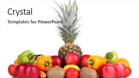  Presentation with fruits and vegetables - Audience pleasing slides consisting of composition with vegetables and fruits backdrop and a  colored foreground