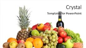  Presentation with fruits and vegetables - Amazing slide deck having composition with vegetables and fruits backdrop and a  colored foreground