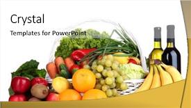  Presentation with wicker - Cool new slide set with composition with vegetables and fruits backdrop and a  colored foreground
