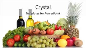  Presentation with fresh fruits vegetables heart - Colorful presentation theme enhanced with composition with vegetables and fruits backdrop and a  colored foreground