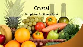  Presentation with frame of fruits and vegetables - PPT theme consisting of composition with vegetables and fruits background and a  colored foreground