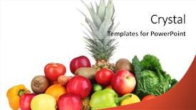  Presentation with fruits - Amazing slides having composition with vegetables and fruits backdrop and a  colored foreground