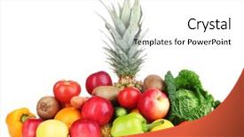  Presentation with frame of fruits and vegetables - Beautiful presentation theme featuring composition with vegetables and fruits backdrop and a  colored foreground