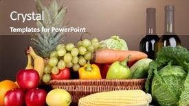  Presentation with fruits and vegetables - Presentation theme enhanced with composition with vegetables and fruits background and a  colored foreground
