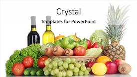  Presentation with food supplements - Presentation theme enhanced with composition with vegetables and fruits background and a  colored foreground