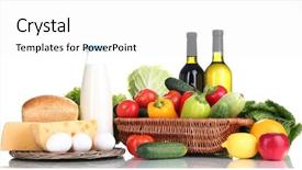  Presentation with wicker - Theme enhanced with composition with vegetables and fruits background and a  colored foreground