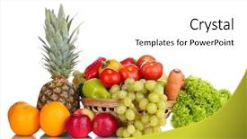  Presentation with food supplements - Beautiful presentation featuring composition with vegetables and fruits backdrop and a  colored foreground