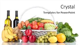  Presentation with frame of fruits and vegetables - PPT theme featuring composition with vegetables and fruits background and a  colored foreground
