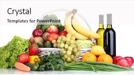  Presentation with fresh fruits and vegetables - Colorful PPT theme enhanced with composition with vegetables and fruits backdrop and a  colored foreground