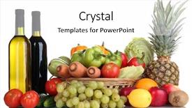  Presentation with wicker - Slide deck featuring composition with vegetables and fruits background and a  colored foreground