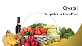  Presentation with fresh fruits vegetables heart - Cool new PPT layouts with composition with vegetables and fruits backdrop and a  colored foreground