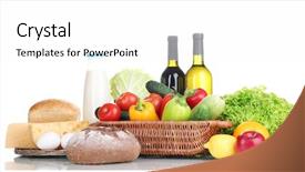  Presentation with wicker - PPT theme featuring composition with vegetables and fruits background and a  colored foreground
