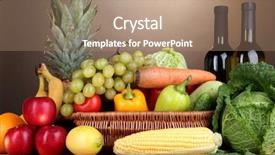  Presentation with fruits and vegetables - Cool new PPT theme with composition with vegetables and fruits backdrop and a  colored foreground