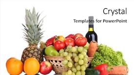  Presentation with fruits and vegetables - Theme featuring composition with vegetables and fruits background and a  colored foreground