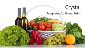  Presentation with food supplements - Slide deck with composition with vegetables and fruits background and a white colored foreground