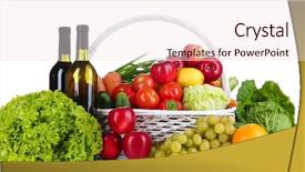  Presentation with frame of fruits and vegetables - PPT theme having composition with vegetables and fruits background and a  colored foreground