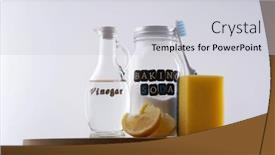  Presentation with baking soda - Audience pleasing presentation consisting of composition with vinegar lemons and baking soda on white background house cleaning backdrop and a light gray colored foreground