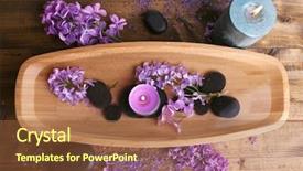  Presentation with bowl - Amazing presentation having composition with wooden bowl with water and lilac flowers on wooden background backdrop and a tawny brown colored foreground