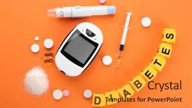  Presentation with diabetes digital - Beautiful theme featuring composition with word diabetes medicaments backdrop and a gold colored foreground