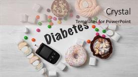  Presentation with diabetes digital - Amazing PPT theme having composition with word diabetes sweets backdrop and a mint green colored foreground