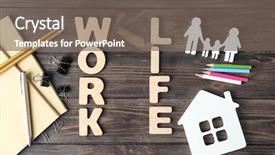  Presentation with life coaching - Beautiful slide set featuring composition with words work life backdrop and a gray colored foreground