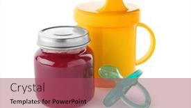  Presentation with baby food - Theme having composition with yummy baby food on white background background and a violet colored foreground