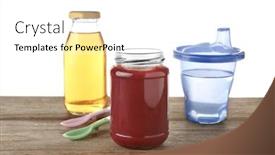  Presentation with baby food - Beautiful PPT layouts featuring composition with yummy baby food on wooden table against white background backdrop and a white colored foreground