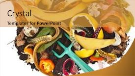  Presentation with food compost - Audience pleasing PPT theme consisting of compost pile of kitchen scraps backdrop and a gold colored foreground